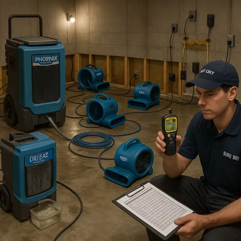 Structural Drying and Dehumidification process in Crothersville, IN